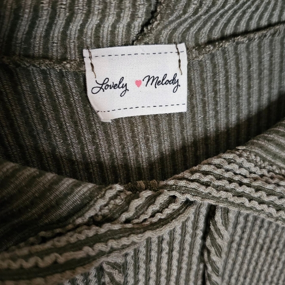 Olive Green Ribbed Stretchy Hoodie with Kangaroo Pocket women's Medium - Picture 6 of 9